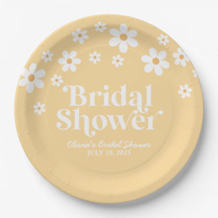 boho madeliefje gele bruiloftsborrel papieren bord