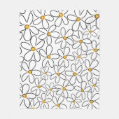 Boho Madeliefje Oneline Kunst bloem Patroon Fleece Deken (Voorkant)