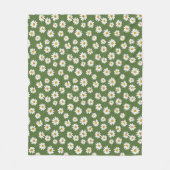 Boho Madeliefjes Bloemmotief Groen Fleece Deken (Voorkant)