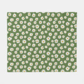Boho Madeliefjes Bloemmotief Groen Fleece Deken (Voorkant (Horizontaal))