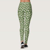 Boho Madeliefjes Bloemmotief Groen Leggings (Achterkant)