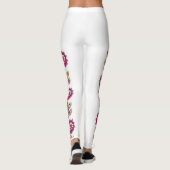 Boho Magenta Bloem Wingrens Border Klassiek Wit Leggings (Achterkant)