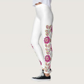 Boho Magenta Bloem Wingrens Border Klassiek Wit Leggings (Links)