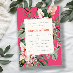 Boho Magenta Blush Tropisch Bloemen Vrijgezellenfe Kaart