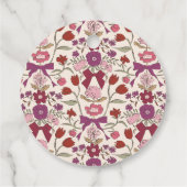 Boho Magenta Bow Bloemen Huwelijksgunst Labels (Achterkant)