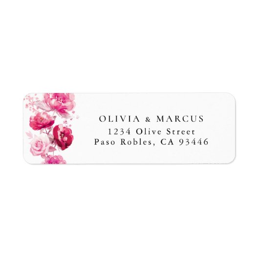 Boho Magenta Heet Roze Bloemendecor Retouradreslab Etiket (Voorkant)