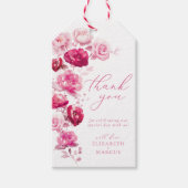 Boho Magenta Hot Pink Bloemen Elegante Huwelijksgu Cadeaulabel (Voorkant)