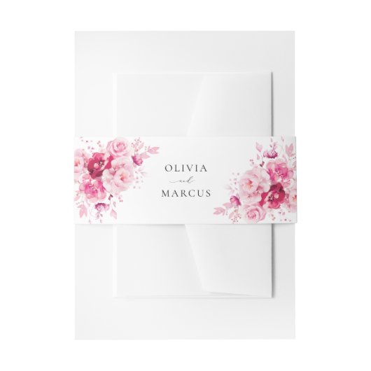 Boho Magenta Hot Pink Bloemen Huwelijk Uitnodigingen Wikkel (Voorkant Voorbeeld)