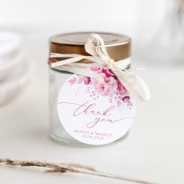 Boho Magenta Hot Roze Bloemen Bruiloft Dank u Bedankjes Labels