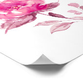 Boho Magenta Hot Roze Bloemen Bruiloft Welkomstbor Poster (Hoek)