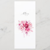 Boho Magenta Hot Roze Bloemen Elegant Bruiloft Menu (Achterkant)