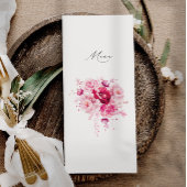 Boho Magenta Hot Roze Bloemen Elegant Bruiloft Programmakaart