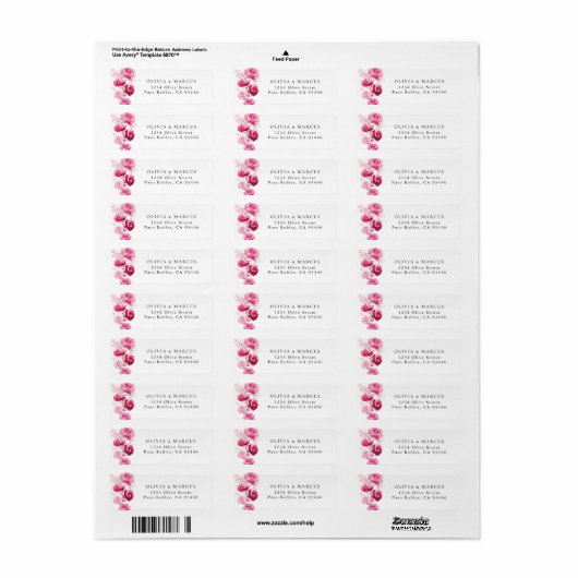 Boho Magenta Hot Roze Bloemen Retouradres Label (Full Sheet)