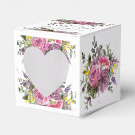 Boho Magenta Paarse Roze Mauve Bloemenbruiloft Bedankdoosjes