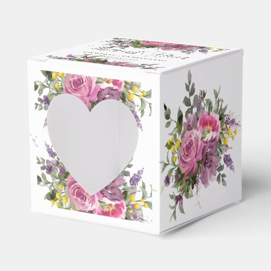 Boho Magenta Paarse Roze Mauve Bloemenbruiloft Bedankdoosjes (Voorkant Zijde)