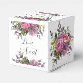 Boho Magenta Paarse Roze Mauve Bloemenbruiloft Bedankdoosjes (Achterkant)