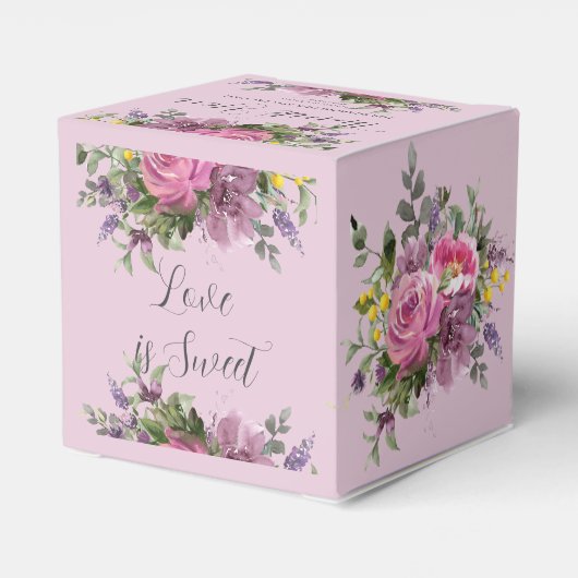 Boho Magenta Paarse Roze Mauve Bloemenbruiloft Bedankdoosjes (Achterkant)