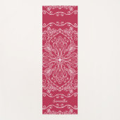 Boho Magenta Red Pink Mandala Elegant Monogrammed Yogamat (Voorkant)