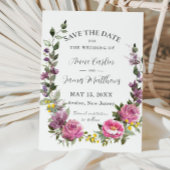 Boho Magenta Roze Paars Geel Bloemig Huwelijk Save The Date