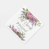 Boho Magenta Roze Paarse Bloemen Bruiloft Eet Drin Servet (Hoek)