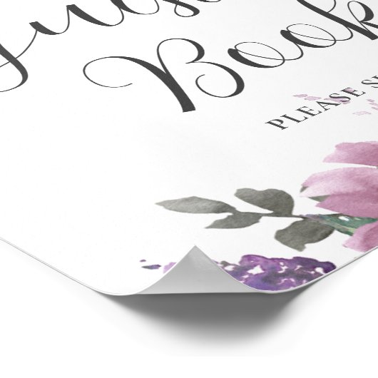 Boho Magenta Roze Paarse Bloemen Bruiloft Gastenbo Poster (Hoek)