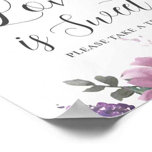 Boho magenta roze Paarse bloemenbruiloft liefdestr Poster (Hoek)