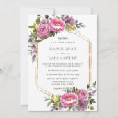 Boho Magenta Roze Paarse Geometrische Bruiloft Kaart (Voorkant)