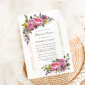 Boho magenta roze Paarse repetitie diner Kaart