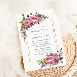 Boho magenta roze Paarse repetitie diner Kaart