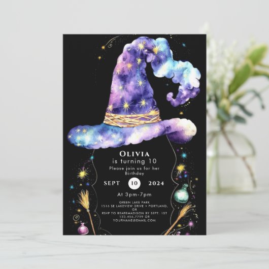 Boho Magic Editable Wizard Verjaardag Kaart (Staand voorkant)