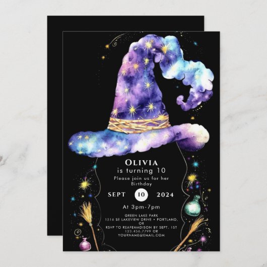 Boho Magic Editable Wizard Verjaardag Kaart (Voorkant / Achterkant)