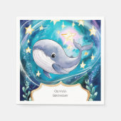 Boho Magical Blue Whale Verjaardag Servet (Voorkant)