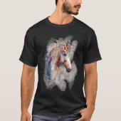 Boho Magical Horse with Flowers Lavender Pink T-shirt (Voorkant)