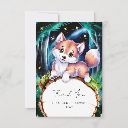Boho Magical Wolf Baby shower Bedankkaart (Voorkant)