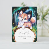Boho Magical Wolf Baby shower Bedankkaart (Staand voorkant)