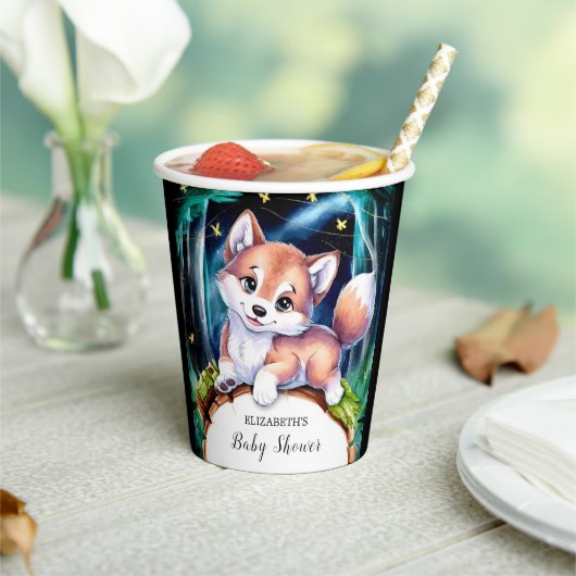 Boho Magical Wolf Baby shower Papieren Bekers (Insitu)
