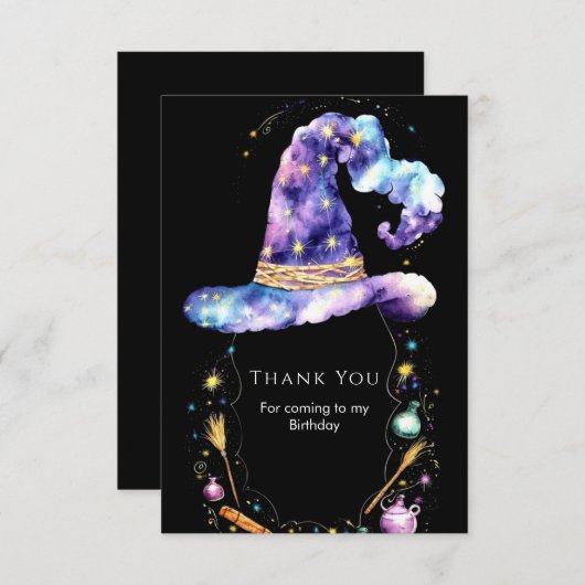 Boho Magie Bewerkbare Tovenaar Verjaardag Bedankkaart (Voorkant / Achterkant)