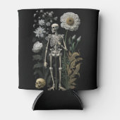 boho magie floraal skelet in zwart blikjeskoeler (Voorkant)