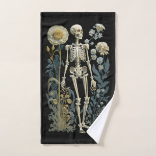  boho magie floraal skelet in zwart handdoek