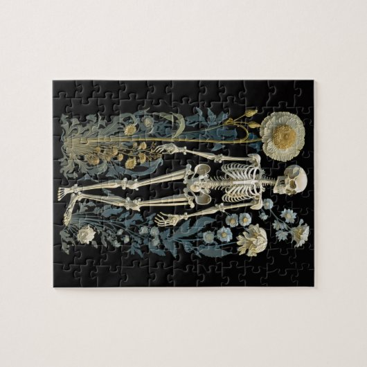  boho magie floraal skelet in zwart legpuzzel (Horizontaal)