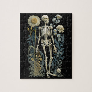boho magie floraal skelet in zwart legpuzzel