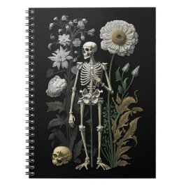  boho magie floraal skelet in zwart notitieboek