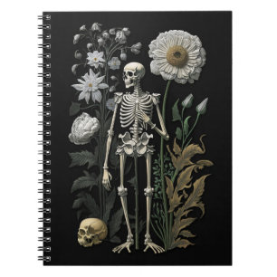  boho magie floraal skelet in zwart notitieboek