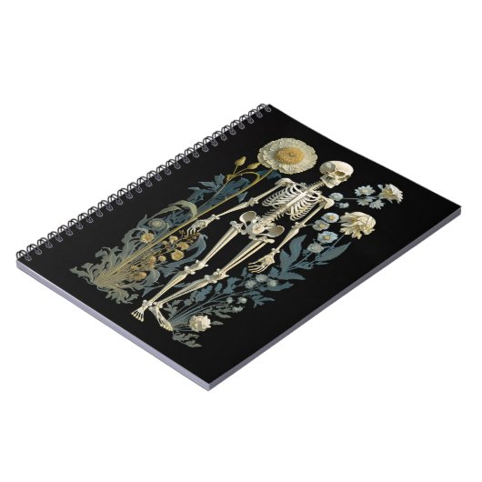  boho magie floraal skelet in zwart notitieboek (Linkerzijde)