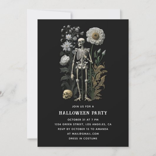  boho magie floron zwarte skelet Halloween Kaart (Voorkant)