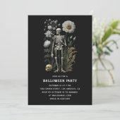  boho magie floron zwarte skelet Halloween Kaart (Staand voorkant)