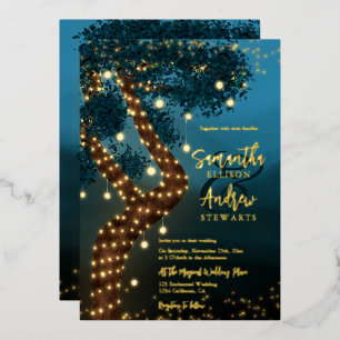 Boho magisch betoverend bosbos bruiloft folie uitnodiging