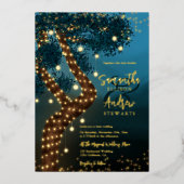 Boho magisch betoverend bosbos bruiloft folie uitnodiging (Voorkant)