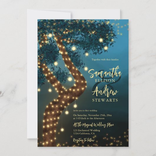 Boho magisch betoverend bosbos bruiloft kaart (Voorkant)