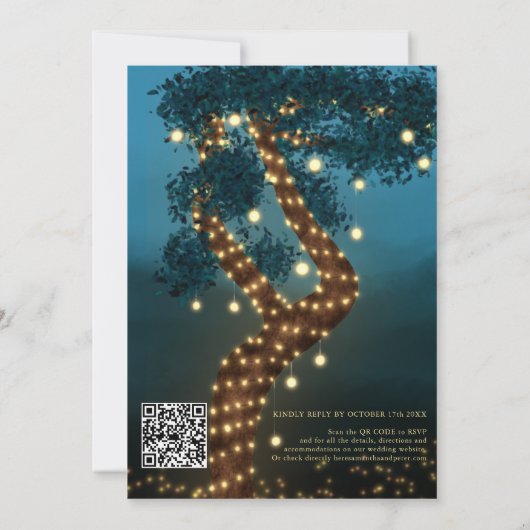 Boho magisch betoverend bosbos bruiloft kaart (Achterkant)